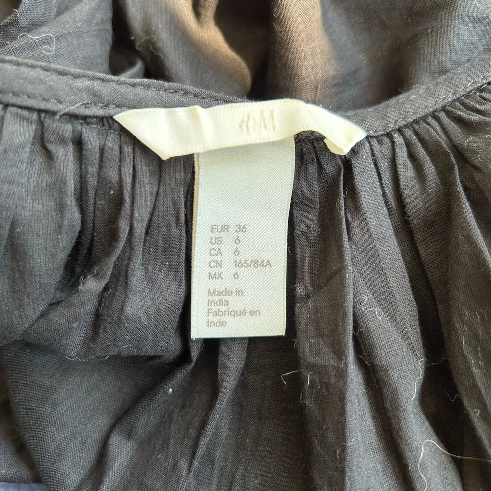 H&M boho blouse long elastic cuffs sleeves 100% cotton - Picture 6 of 7